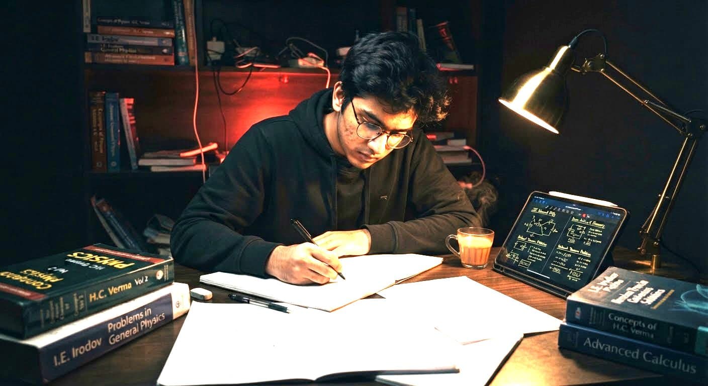 Student studying JEE Advanced past papers
